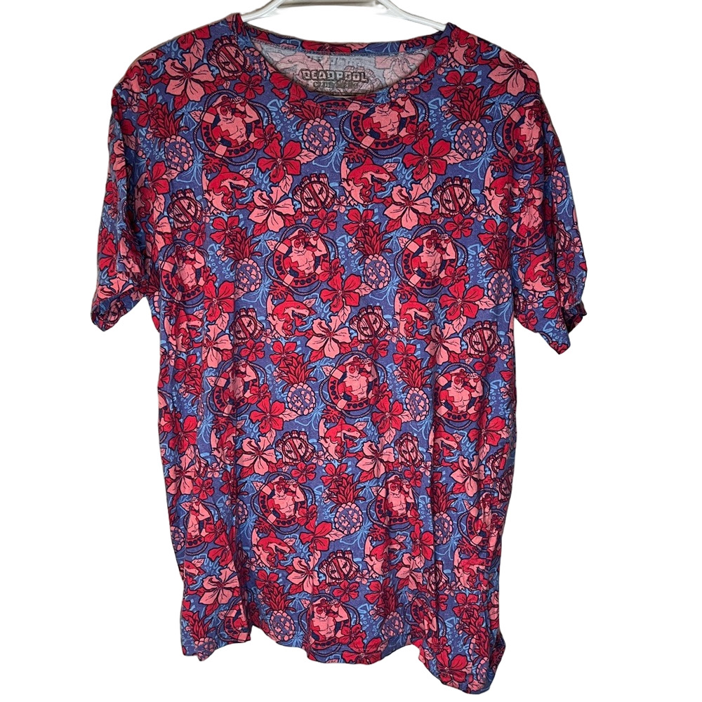 Marvel Deadpool Floral Women's T Shirt Top Large - Picture 1 of 6